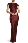 Dress The Population Teresa Body-con Gown In Berry