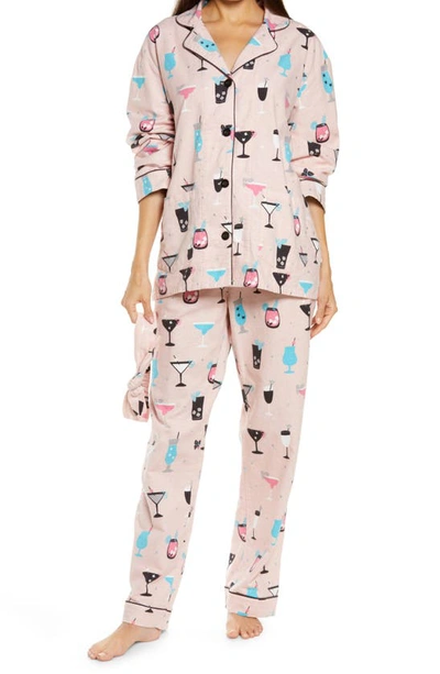 Pj Salvage Flannel Pajamas With Headband In Pink