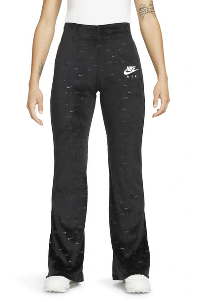 Nike Black Velour Air Lounge Pants In Black/white