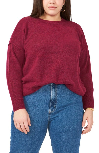 Vince Camuto Center Seam Crewneck Sweater In Burgundy