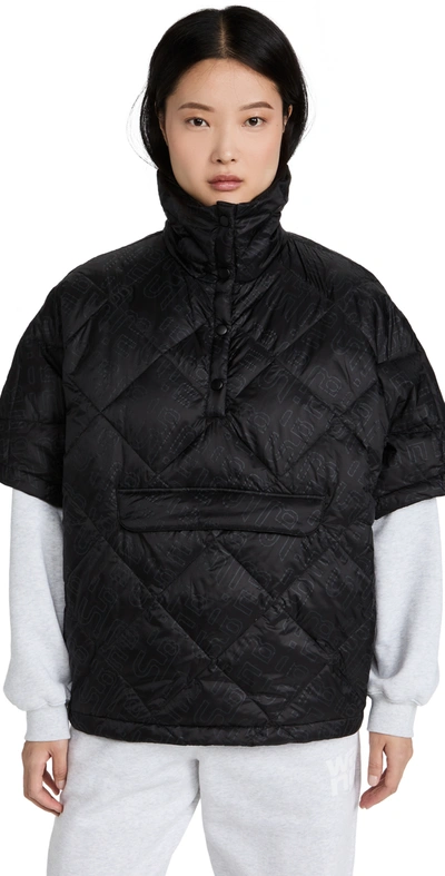 Sweaty Betty Luna Quilted Poncho In Black Sbhb Outline Print