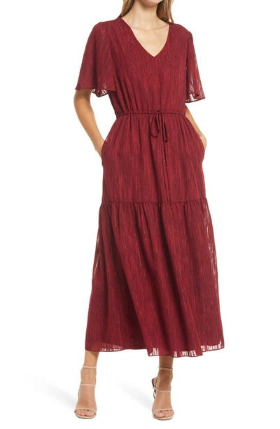 Donna Ricco Women's Flutter-sleeve Midi Dress In Wine