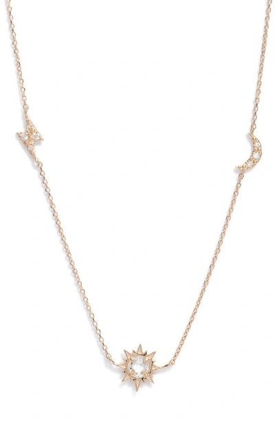 Anzie Luna Celestial Diamond Station Necklace In White Gold
