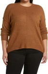 Vince Camuto Center Seam Crewneck Sweater In Toasted