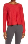 Beyond Yoga Morning Light Pullover In Currant Red Heather