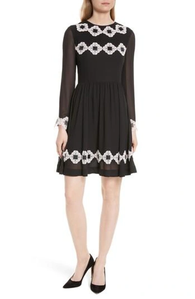 Ted Baker Avianah Lace Trim Fit & Flare Dress In Black | ModeSens