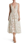 Dress The Population Blair Sleeveless Sequin Lace Midi Dress In White Nude