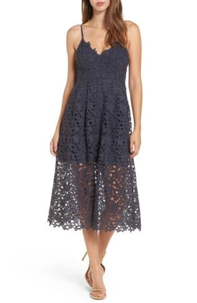 Astr Lace Midi Dress In Navy India Ink