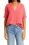Xirena Avery Cotton Gauze Top In Rose Coral