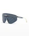 Dior Club M2u Monogram Wrap Injection Plastic-metal Shield Sunglasses In Blue