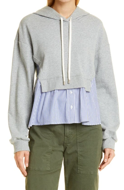 Veronica Beard Hockley Cotton Drawstring Sweatshirt In Grey