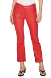 Frame Le Crop Mini Boot-cut Leather Pants In Garnet