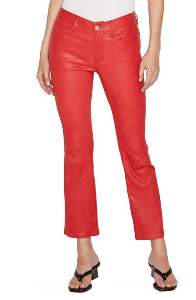 Frame Le Crop Mini Boot-cut Leather Pants In Garnet