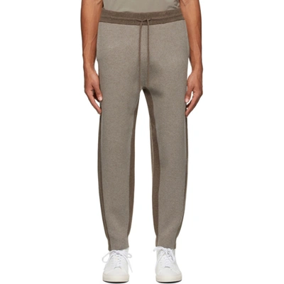 Theory Brown Wool Two-tone Jogger Lounge Pants In Fossil Melangetap