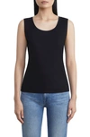 Lafayette 148 Swiss Cotton Rib Scoop Neck Tank In Black