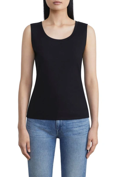 Lafayette 148 Swiss Cotton Rib Scoop Neck Tank In Black