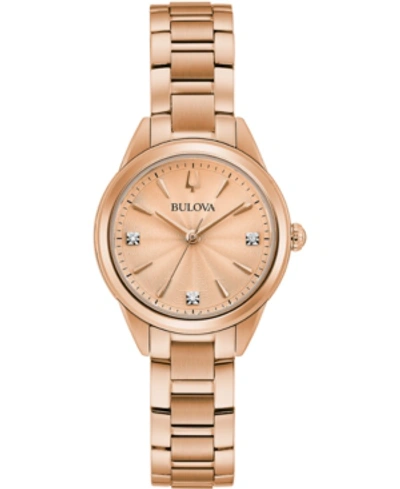 Bulova Women's Sutton Diamond-accent Rose Gold-tone Stainless Steel Bracelet Watch 28mm