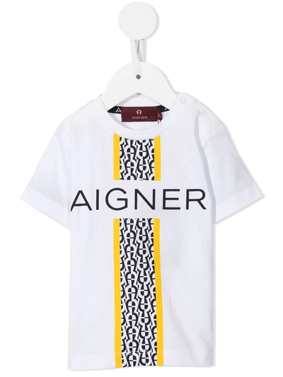 Aigner Babies' Logo-print Short-sleeve T-shirt In White