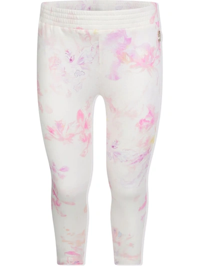 Roberto Cavalli Junior Kids' Floral-print Cotton Leggings In White