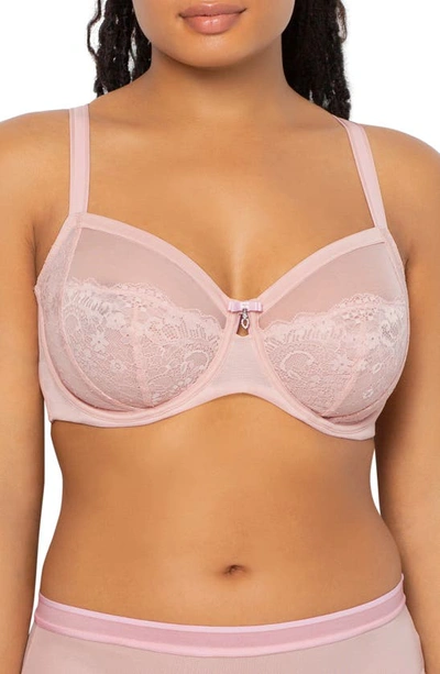 Curvy Couture Luxe Lace Underwire Bra In Blushing Pink