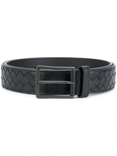 Bottega Veneta Intrecciato Weave Belt In Black