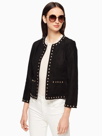 Kate Spade Studded Suede Jacket In Black