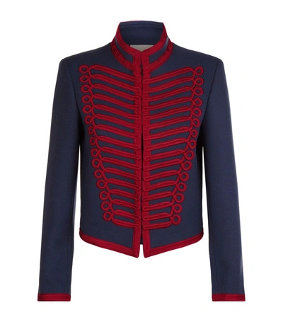 Sandro Embroidered Military Jacket In Cobalt