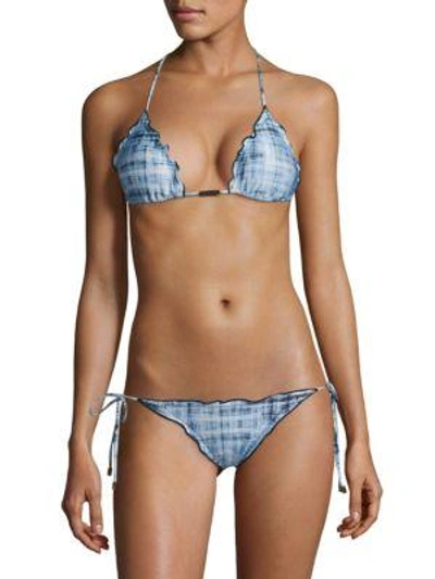 Vix Swimwear Rustic Ripple Bikini Top In Blue