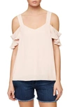 Sanctuary Annie Cold Shoulder Blouse In Cameo Pink