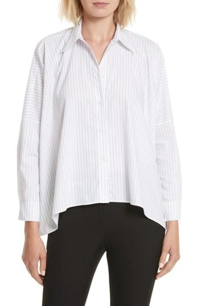 Mm6 Maison Margiela Stripe Poplin Top In White/ Black Stripe