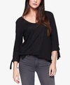 Sanctuary Sylvie Tiered Hem Linen Tee In Black