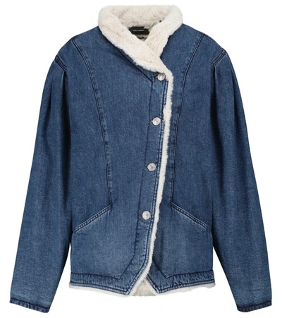 Isabel Marant Dipauline Faux Fur-lined Denim Jacket In Blue