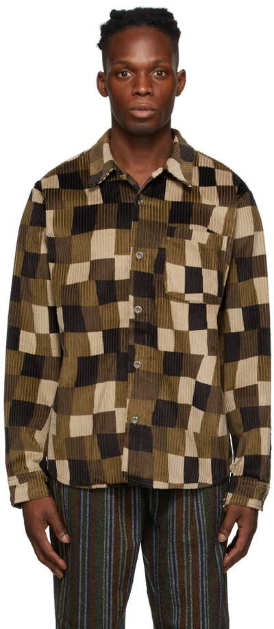 Stussy Multicolor Wobbly Check Shirt In Brown Check