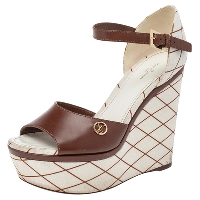 Louis Vuitton Monogram Canvas and Jute Boundary Wedge Sandals For Sale at  1stDibs