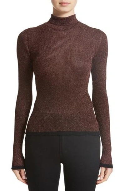 Missoni Lam&eacute; Mock-neck Sweater With Contrast Tipping In Rust/ Black