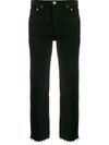 Re/done High Rise Stove Pipe Jeans In Black