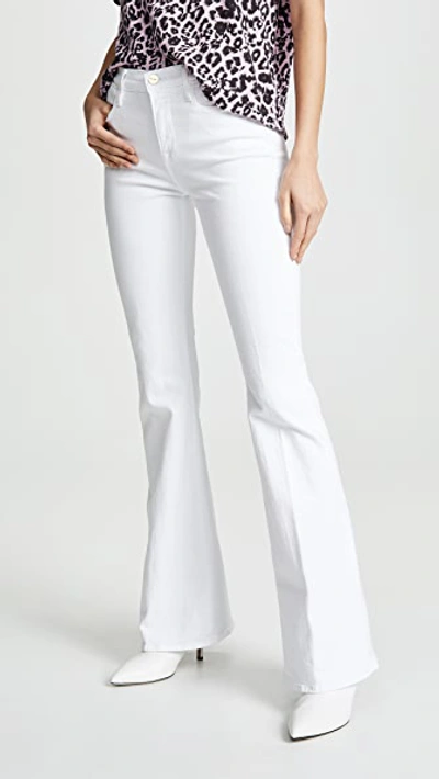 Frame Le High Stretch Flare Jeans In Blanc
