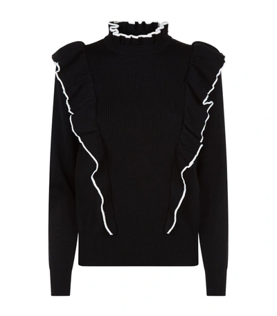 Sandro Ruffle Turtleneck Sweater In Black