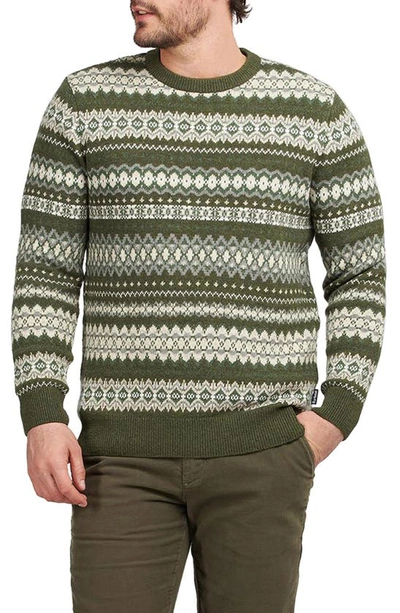 Barbour Case Fair Isle Wool Crewneck Sweater In Olive