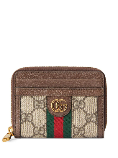Gucci Ophidia Gg Card Case Wallet In Ebony