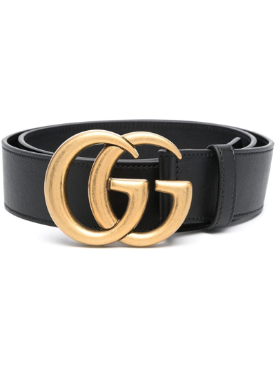 Gucci Black Gg Marmont Leather Belt In Nero