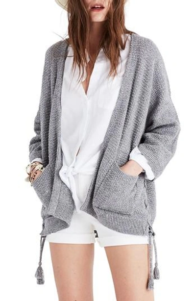 Madewell Side Lace-up Cardigan In Marled Shadow | ModeSens