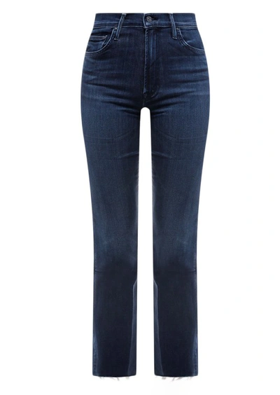 Mother The Insider Crop Step Fray Jeans In Blue
