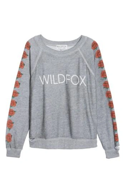 Wildfox Bouquet Thrashed Sweatshirt In Heather Burnout