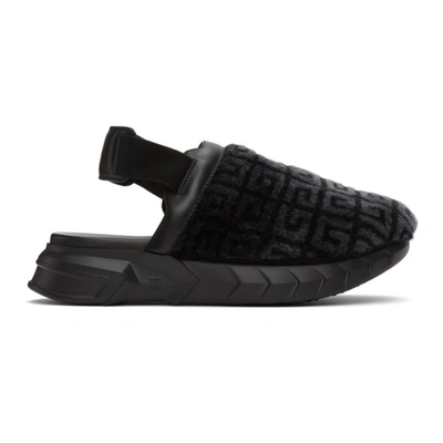 Givenchy Marshmallow Logo-print Shearling-trimmed Leather Clogs In Black