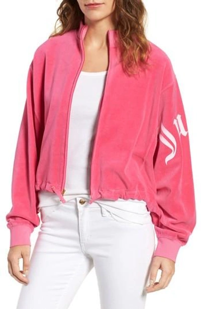 Juicy Couture Velour Batwing Track Jacket In Couture Pink