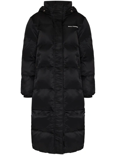 Daily Paper Nisbeth Brand-print Shell Coat In Black