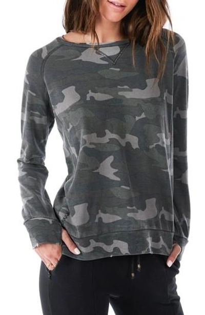 Ragdoll Distressed Camo Sweatshirt In Army Camo