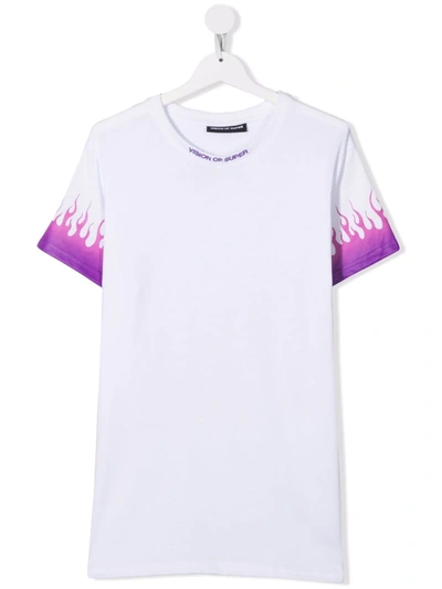 Vision Of Super Teen Flame-print T-shirt In White