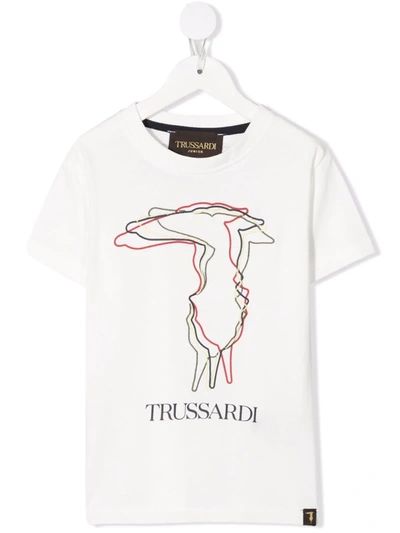 Trussardi Junior Teen Logo-print Cotton T-shirt In White